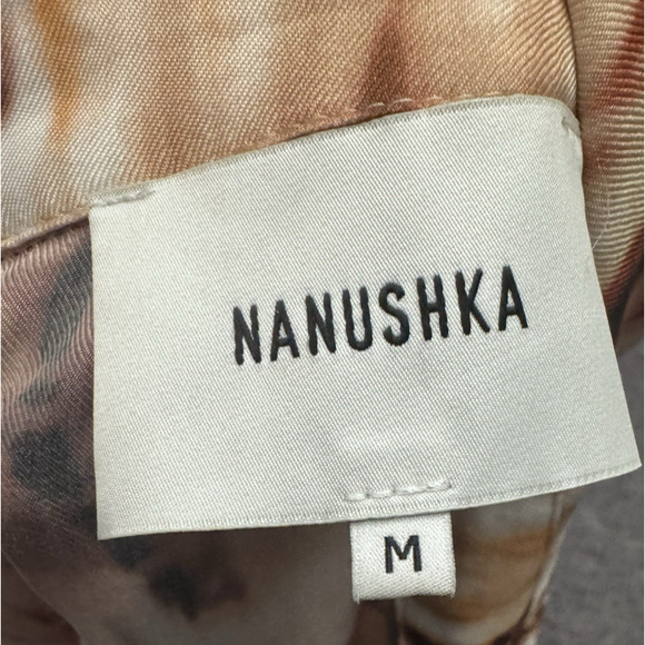 Nanushka Celes Tie Dye Button Down Shirt Brown Orange Black Long Sleeve Size M - Picture 8 of 9